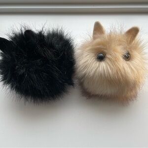 Plush Long Fluffy Faux Fur Round Duo - Black & Tan Eyes Ears Royal Deluxe